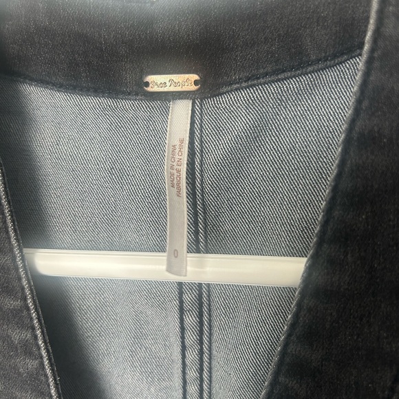 Free People Black Denim Button-Front Mini Dress - Picture 4 of 5